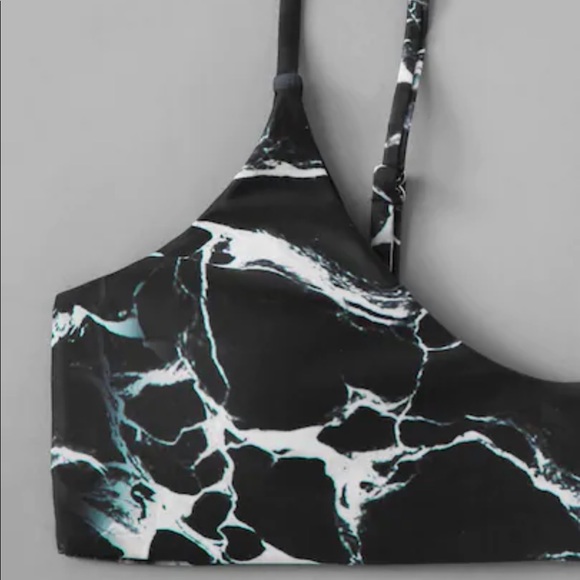 LAST ONE Marble Print High Waist Swim Suit Bikini - Picture 3 of 6